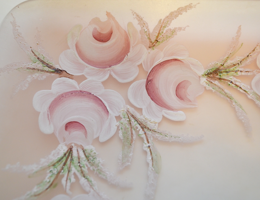 VINTAGE HAND PAINTED GLASS PLATTER